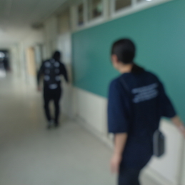 夏休み職員研修　不審者対応訓練及び防災訓練